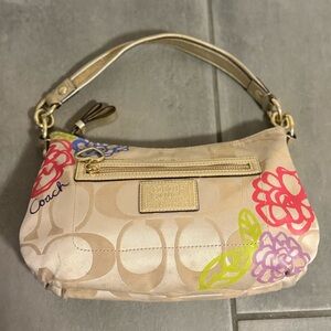 Coach Beige Floral Shoulder Bag